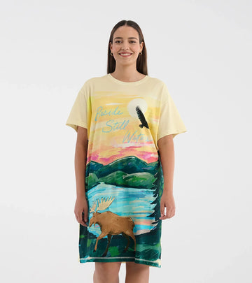 Little Blue House Beside Still Water Watercolor Women’s Sleepshirt